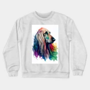 Watercolor Afghan Hound with Bright Rainbow Colors Crewneck Sweatshirt